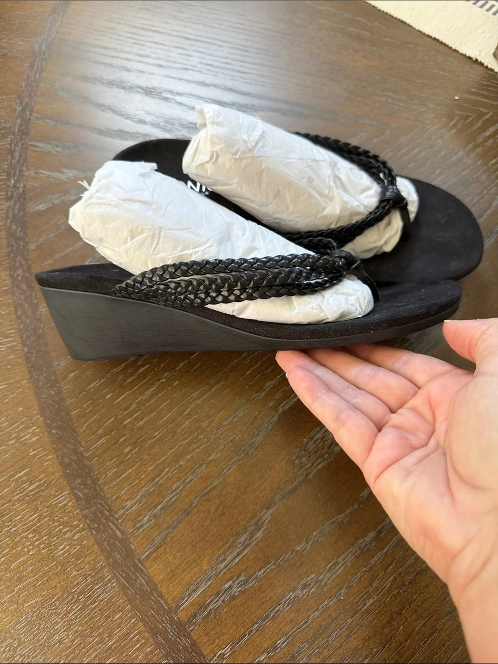 Vionic Black Braided Wedge Sandals